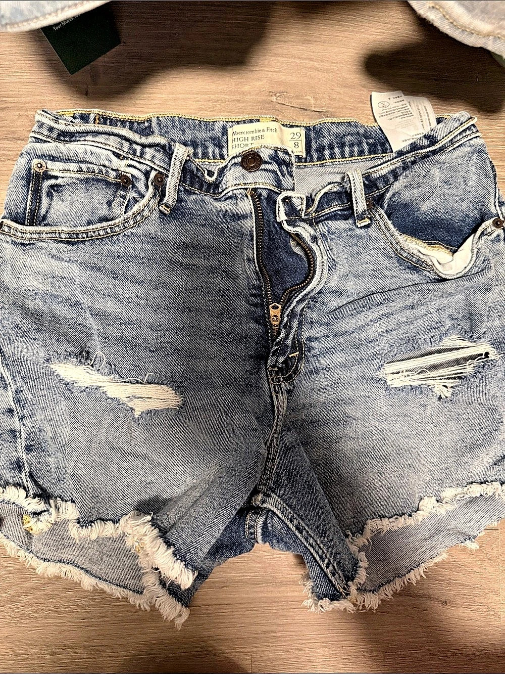 Abercrombie & Fitch High Rise Short Jean Shorts Blue